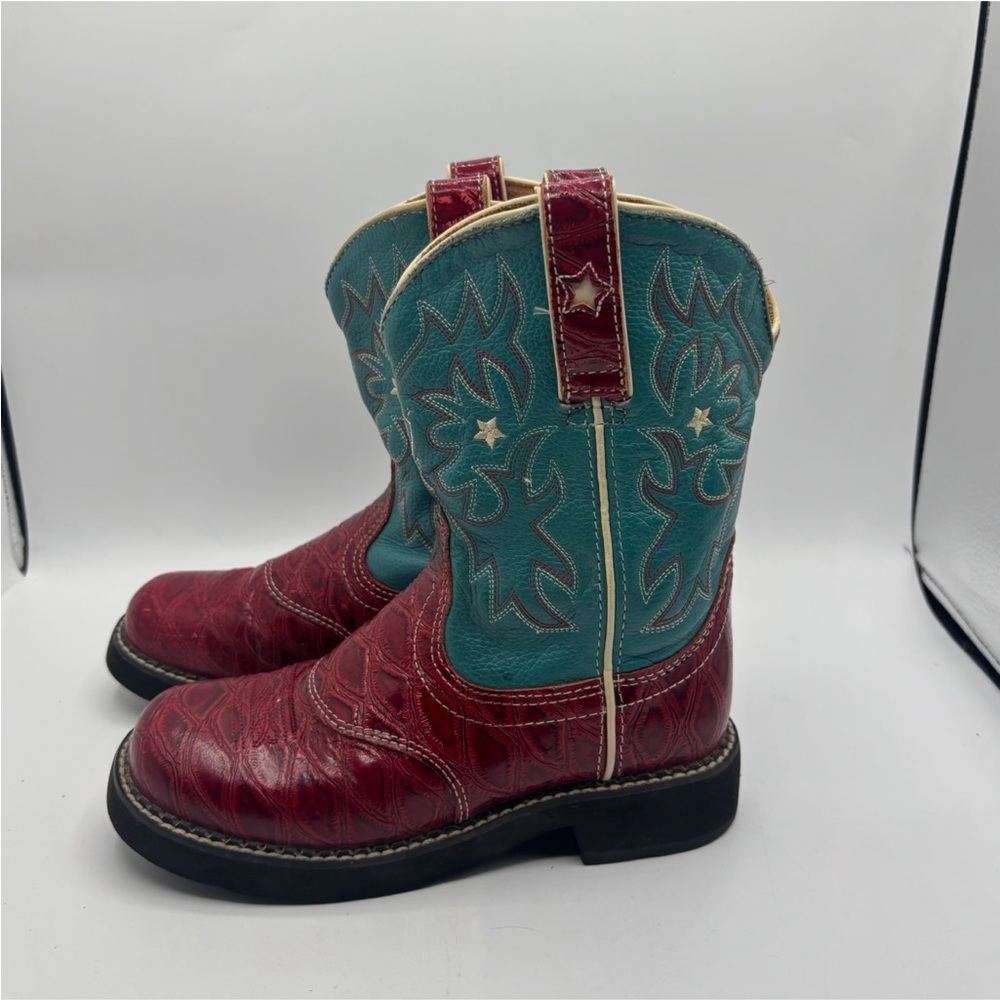 Ariat Kids Red and Teal Star Accent Western Boots